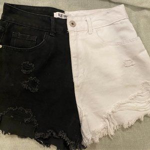 Blue Savvy  Black and White Denim Shorts